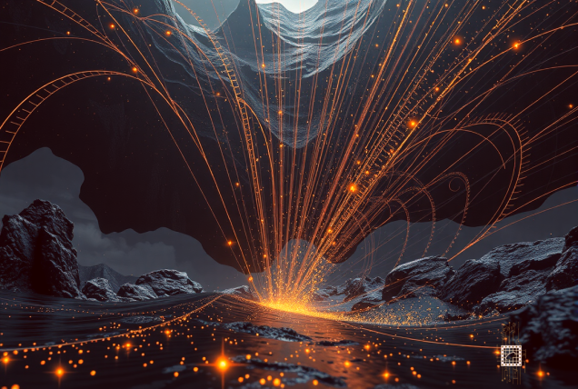 goldene linien in eislandschaft